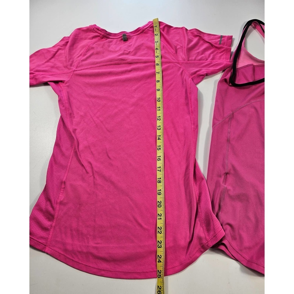 Lot of 2 XS hot pink activewear tops running workout # - Picture 4 of 5
